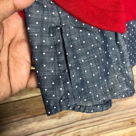 🌷5 for $25 IZOD Mixes Media Sweater Top with Polka Dots - Picture 5 of 7